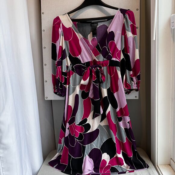 Bisou Bisou Colorful Dress – Polyester-Spandex Blend, Size 12, Vibrant & Stylish - Picture 1 of 8